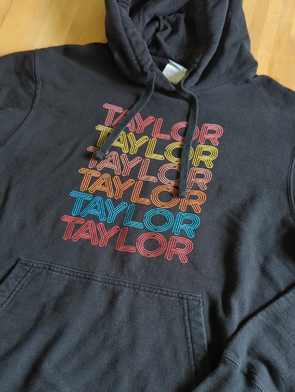 Taylor Swift Retro Name Stack Hoodie fan made Black Medium